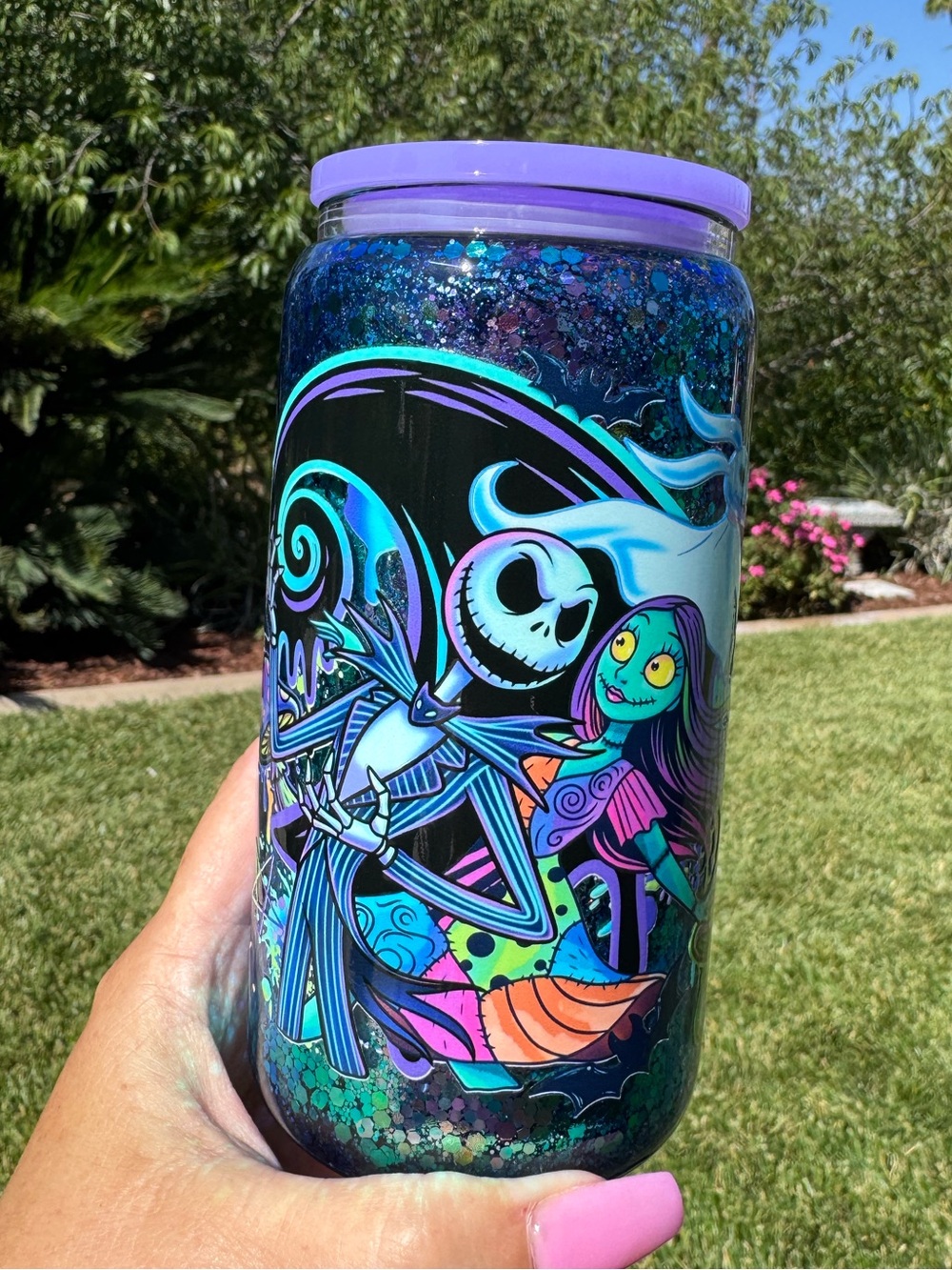 Nightmare Before Christmas snow globe tumbler 16oz